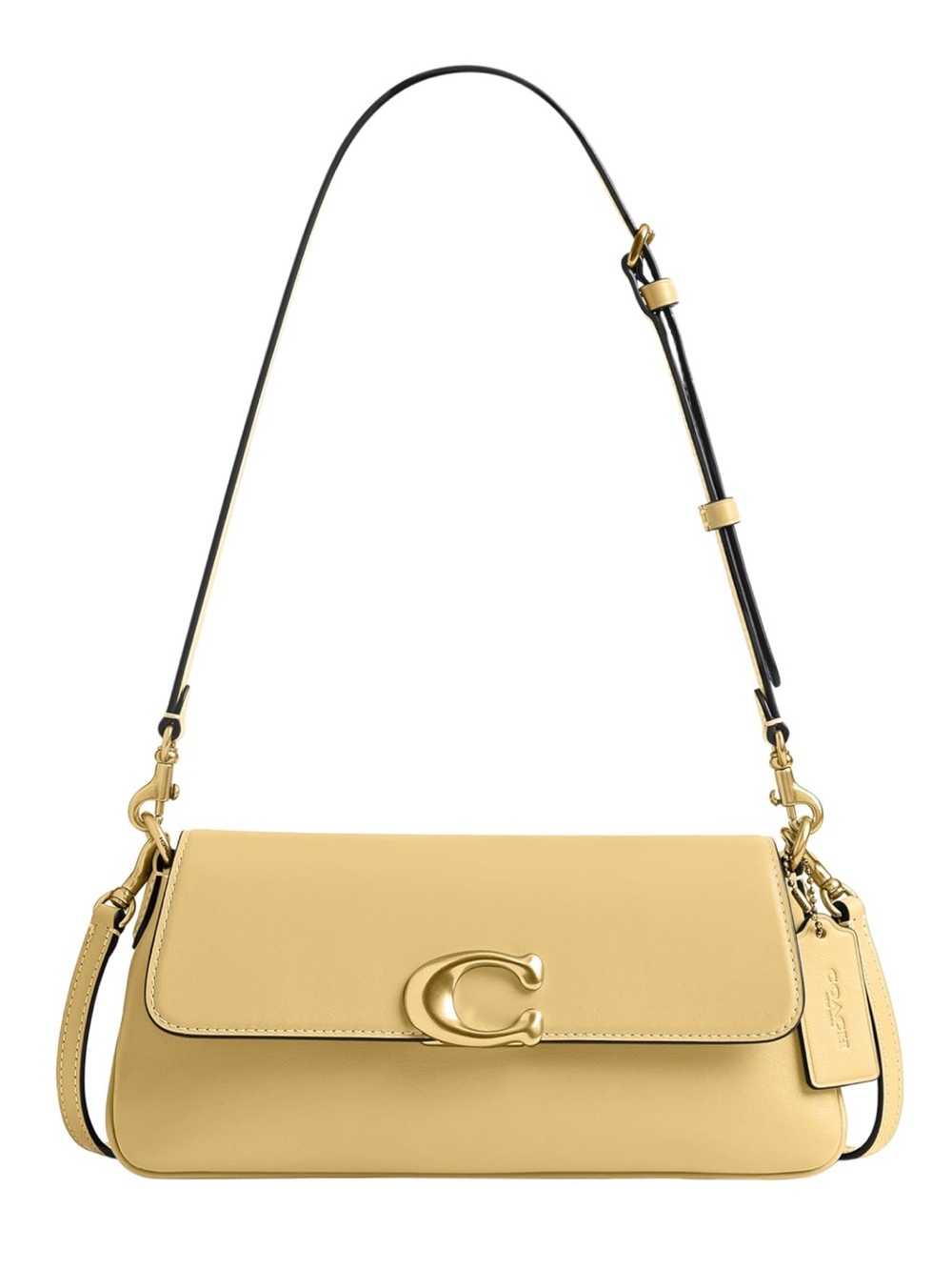 Coach Soft Tabby Shoulder Bag in Pale Yellow and Black Strap